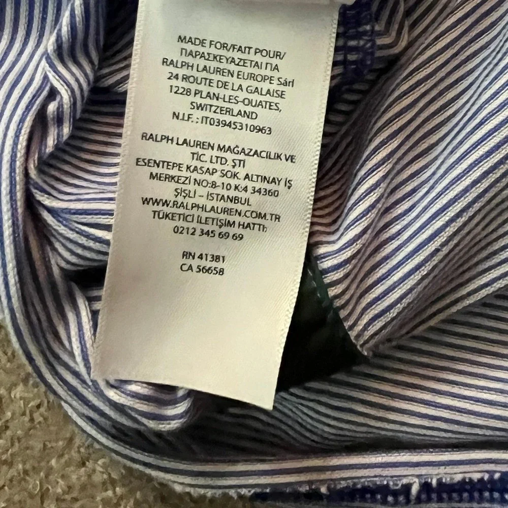 Ralph Lauren Pro Fit Mens Blue White Striped Wicking Performance Polo Shirt L